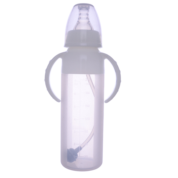 210ml淡粉色宽口径液体硅胶奶瓶